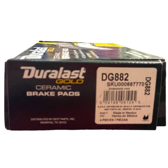 Duralast Gold Ceramic Brake Pads DG882 OME Grade Low Dust Hardware Included - Picture 5 of 8